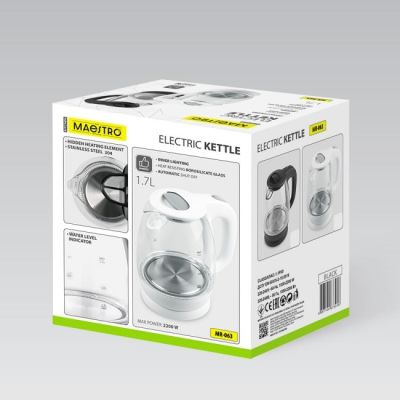 6. Electric glass kettle 1.7L 2200W MR-063-WHITE MAESTRO