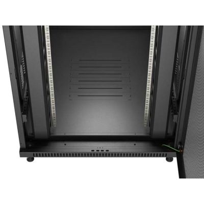 11. 19" 22U 800x1200 black Lanberg floor-standing rack cabinet with perforated doors (flat pack)