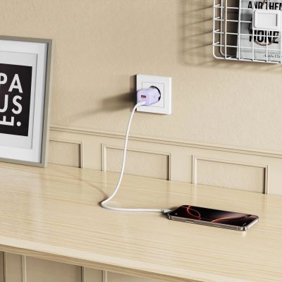 8. Tech-Protect NCM33 PD 33W QC3.0 USB-C / USB-C Wall Charger - Purple