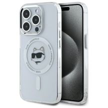 Karl Lagerfeld IML Metal Choupette Head MagSafe iPhone 15 Pro Case - White