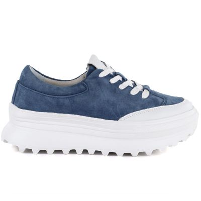 2. Women's blue leather platform shoes Vince