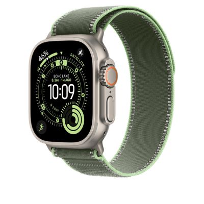 2. Apple Watch 49mm Green/Neon Trail Loop M/L - Natural Titanium Finish