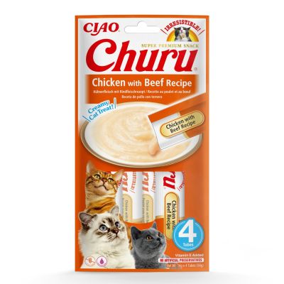 5. INABA Churu Chicken with beef - cat treat - 4x14 g