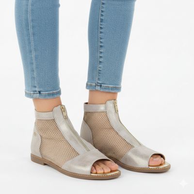 4. Women's summer ankle boots, openwork gold, Jezzi RMR24148-5