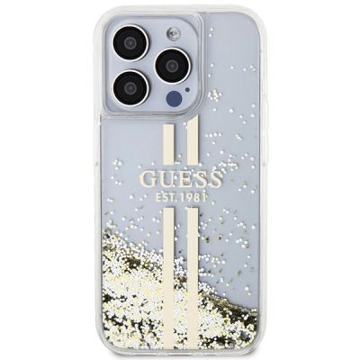 3. Guess Liquid Glitter Gold Stripes case for iPhone 15 Pro Max - transparent