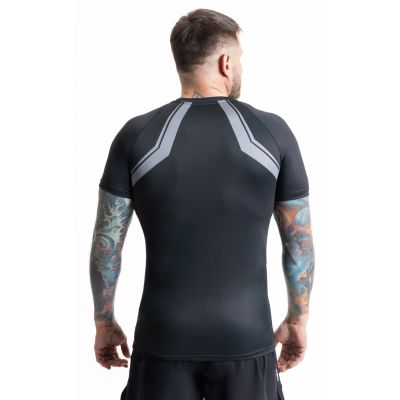 3. Gray short sleeve rashguard with DBX Bushido logo