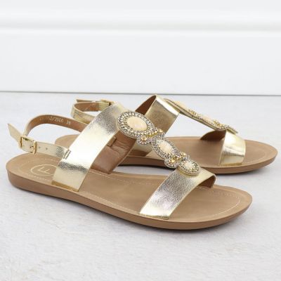 5. Women's flat sandals with decoration, melissa gold, Filippo DS6882