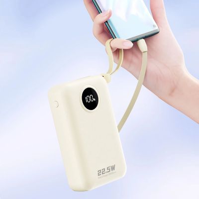 3. Dudao K14+ Powerbank 20000mAh 22.5W USB-C / USB-A / Built-in Lightning and USB-C Cables - White