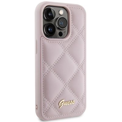 4. Guess Quilted Metal Logo case for iPhone 15 Pro Max - pink