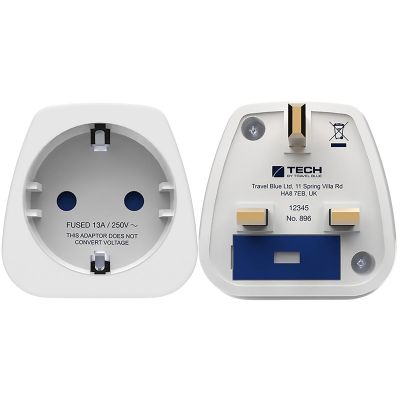 TRAVEL BLUE SCHUKO → UK Travel Adapter
