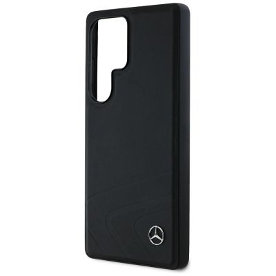 6. Mercedes Leather Horizontal Debossed Curves MagSafe Case for Samsung Galaxy S25 Ultra - Black