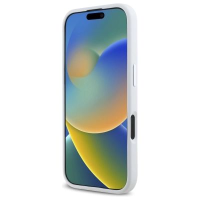 5. Karl Lagerfeld Silicone Initial Metal Logo MagSafe iPhone 16 Case - White