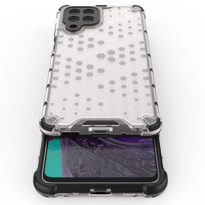 12. Honeycomb case armored cover with a gel frame for Samsung Galaxy M53 5G transparent
