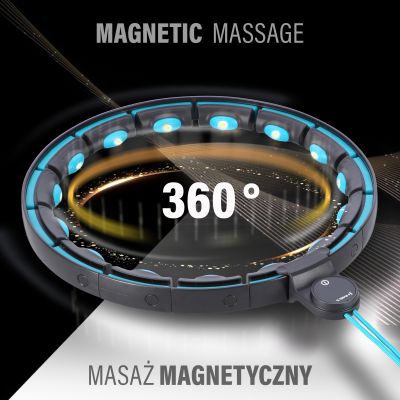 4. MAGNETIC HULA HOP SET BLACK/TURQUOISE HHM17 WITH HMS COUNTER + SLIMMING BELT BR163 RED
