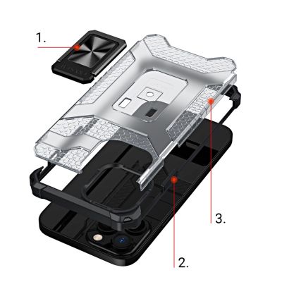 8. Crystal Ring Case Kickstand Tough Rugged Cover for iPhone 13 Pro Max red