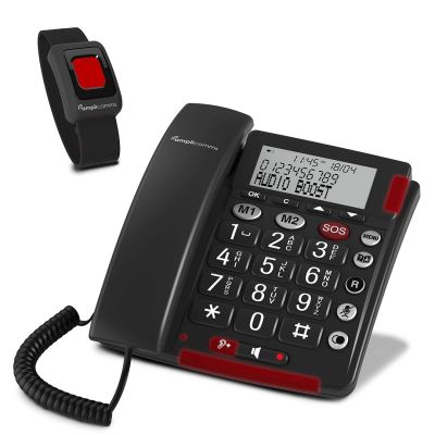 6. amplicomms BigTel 50 Alarm Plus Analog Phone Caller Name and ID Dark Gray