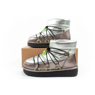 10. D.Franklin women's snow boots winter fashionable insulated ankle boots silver