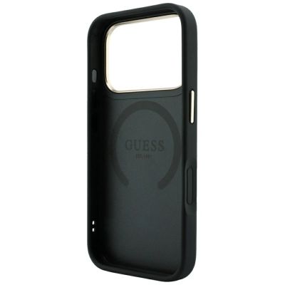 7. Guess Stripe Peony 4G Logo MagSafe Case for iPhone 17 Pro Max / 18 Pro Max - Black