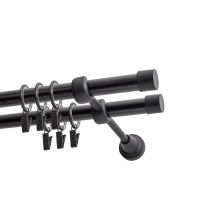 Double Curtain Rod Ø 19 mm, Black, 320 cm, LUNA, with Rings – KOWALSKI