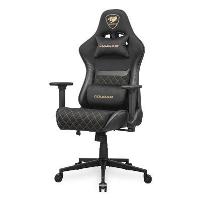 2. COUGAR CGR-A2F-GLB Universal Gaming Chair with Padded Upholstered Seat, Black, Gold