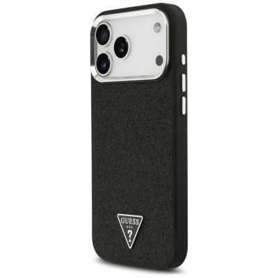 2. Guess Glitter Triangle Logo MagSafe Case for iPhone 17 Pro Max - Black