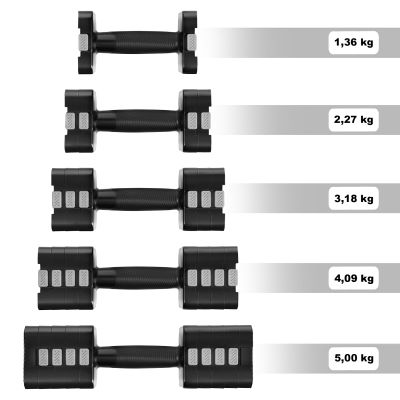 9. HL02 ADJUSTABLE DUMBS BLACK 2 x 5 KG HMS