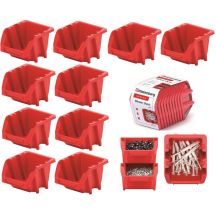 BINEER SHORT WORKSHOP BIN CONTAINER SET 10 PCS RED KISTENBERG