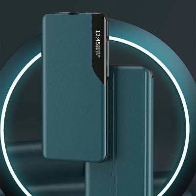 4. Eco Leather View Case elegant bookcase type case with kickstand for Samsung Galaxy A72 4G black