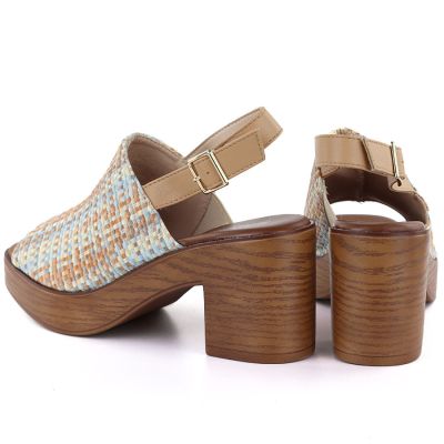4. Women's wicker heeled sandals M.Daszyński MR23126-7