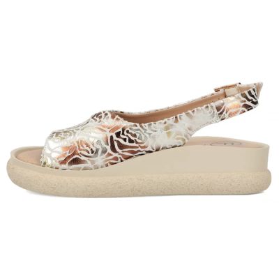 3. Women's leather wedge sandals, gold, Filippo DS7581