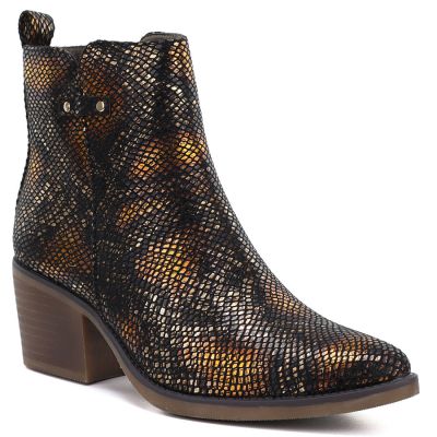 Women's snakeskin cowboy boots black M.Daszyński SA261-1
