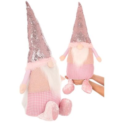 9. DECORATIVE gnome with sequins 50cm pink