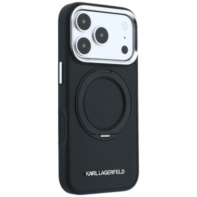 4. Karl Lagerfeld Ring Stand 360 Saffiano Classic Logo MagSafe Case for iPhone 18 Pro Max / 17 Pro Max - Black
