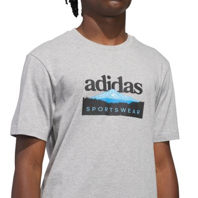 4. adidas Sportsman Mountain Graphic Men's T-Shirt Light Gray KC9253