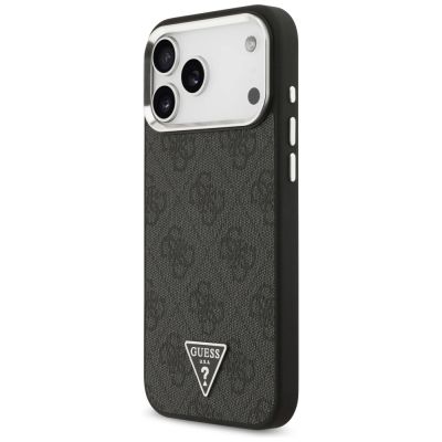 2. Guess 4G Triangle Logo MagSafe Case for iPhone 17 Pro Max / 18 Pro Max - Black & Silver