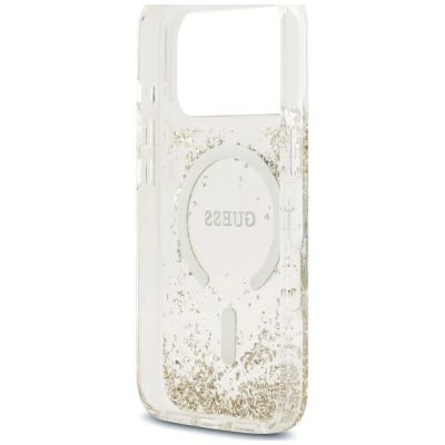 7. Guess Resin Bottom Glitter MagSafe Case for iPhone 18 Pro / 17 Pro - Gold