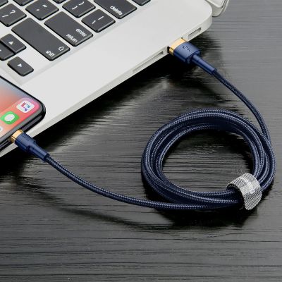 8. Baseus Cafule USB-A / Lightning 2.4A QC 3.0 cable 1 m - blue-gold