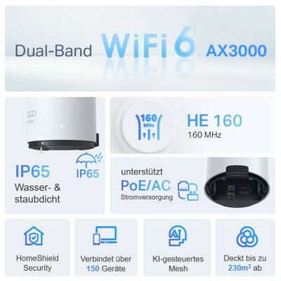 6. TP-Link Deco X50-Outdoor Dual-band (2.4 GHz/5 GHz) Wi-Fi 6 (802.11ax) White 1 Indoor
