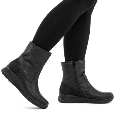 15. Rieker L7760-00 women's waterproof black ankle boots