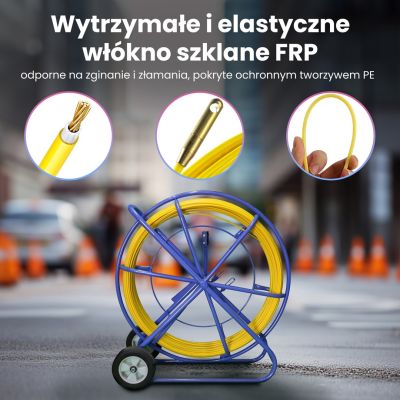 4. Extralink Pilot Cable Puller Pilot 13mm 300m FRP Fiberglass, Diameter 13mm, Length 300m, Yellow