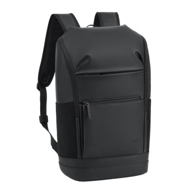 2. Rivacase Eden City Backpack Black Polyester, Waxed Leather (Pull Up)