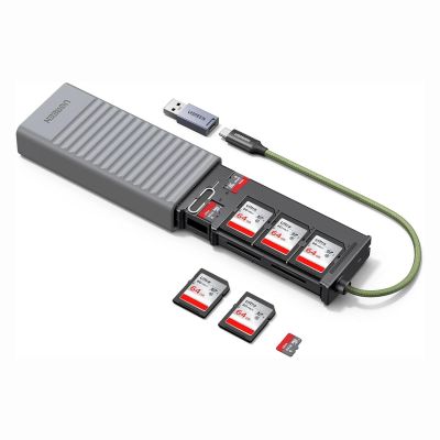 2. Ugreen 2-in-1 memory card reader with organizer - gray