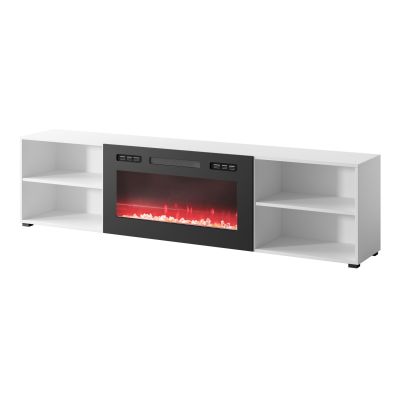 POLO TV cabinet 200x33x50.5 white + black fireplace