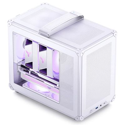 2. Jonsbo C6 MAX PC Case, Mini Case, Micro-ATX, Tempered Glass - White