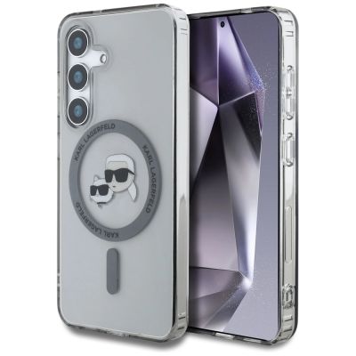 Karl Lagerfeld Button Karl & Choupette Heads Printed Logo MagSafe Samsung Galaxy S25 Plus case black