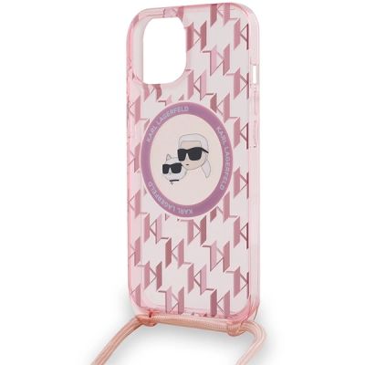 5. Karl Lagerfeld IML Crossbody Monogram Karl & Choupette Head MagSafe case for iPhone 15 / 14 / 13 - pink