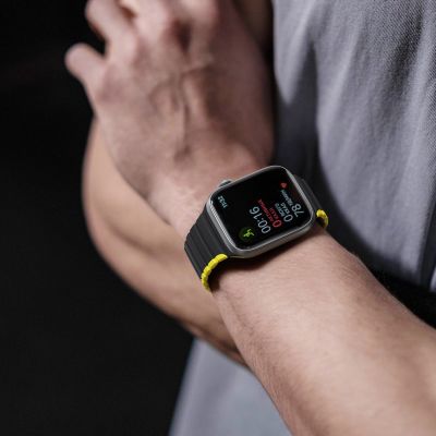 6. Magnetic Apple Watch SE, 9, 8, 7, 6, 5, 4, 3, 2, 1 (41, 40, 38 mm) Dux Ducis Strap (LD Version) - black and yellow