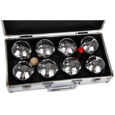 12. 8-PIECE PETANQUE BALLS - BOULE PETANQUE ALUMINUM SUITCASE ENERO