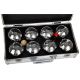 12. 8-PIECE PETANQUE BALLS - BOULE PETANQUE ALUMINUM SUITCASE ENERO