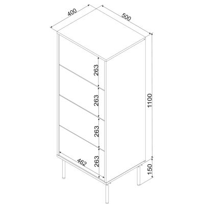 4. Chest of drawers 4S TRESSE 50x40x125 cashmere matt